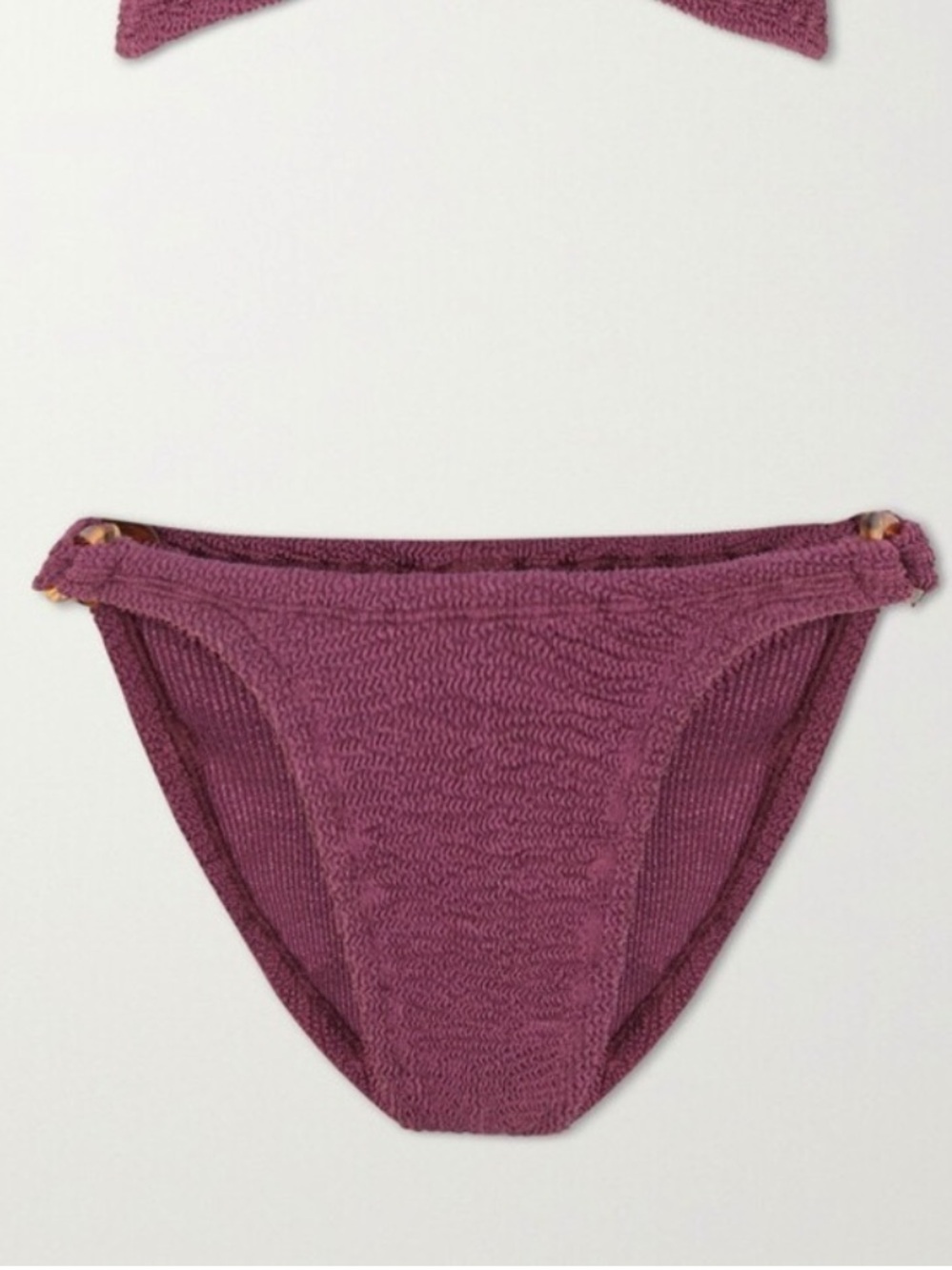 New Hunza G Gloria Bikini *Bottom Only* Crinkle Metallic Grape Purple Loop